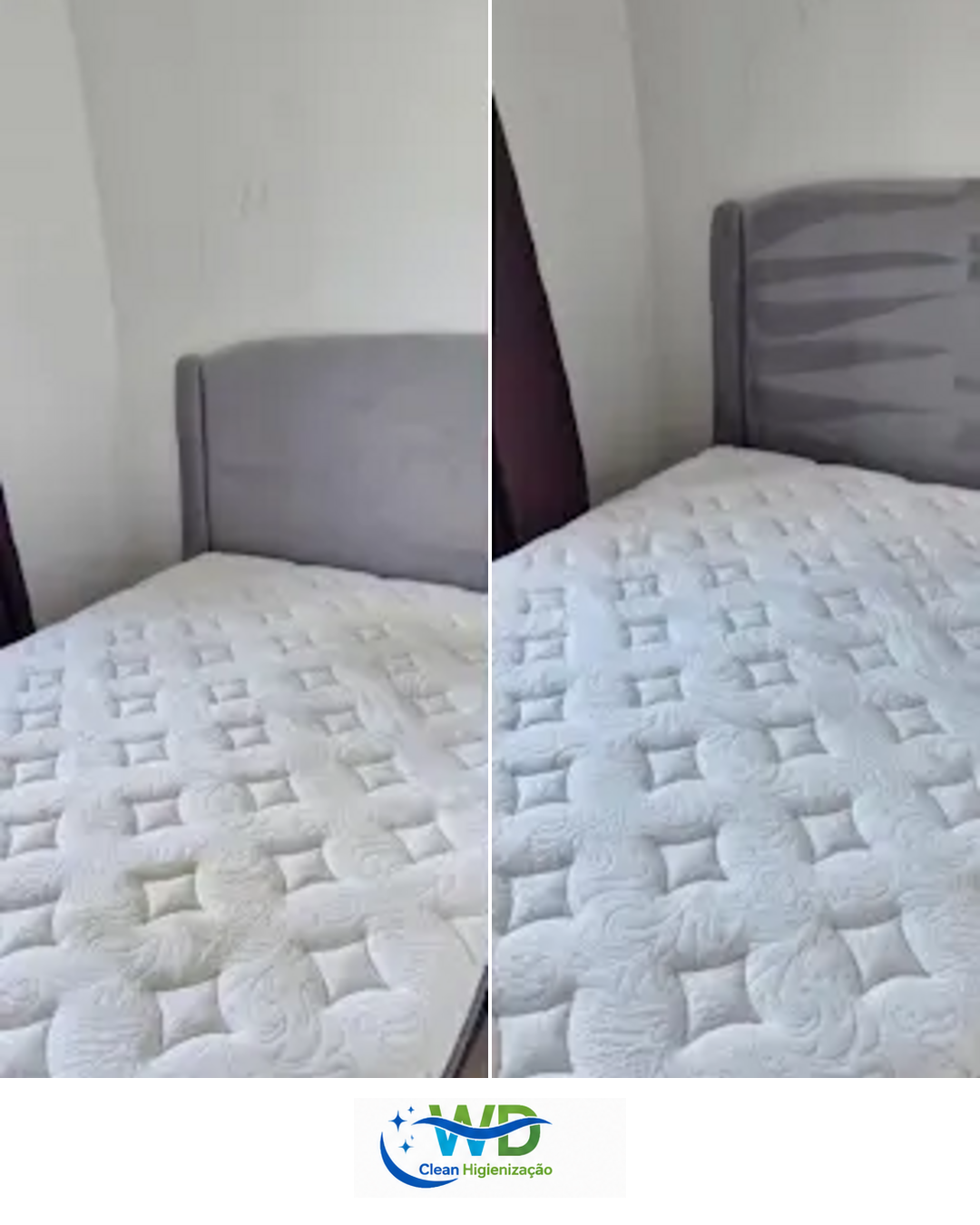 Colchão antes e depois da higienização