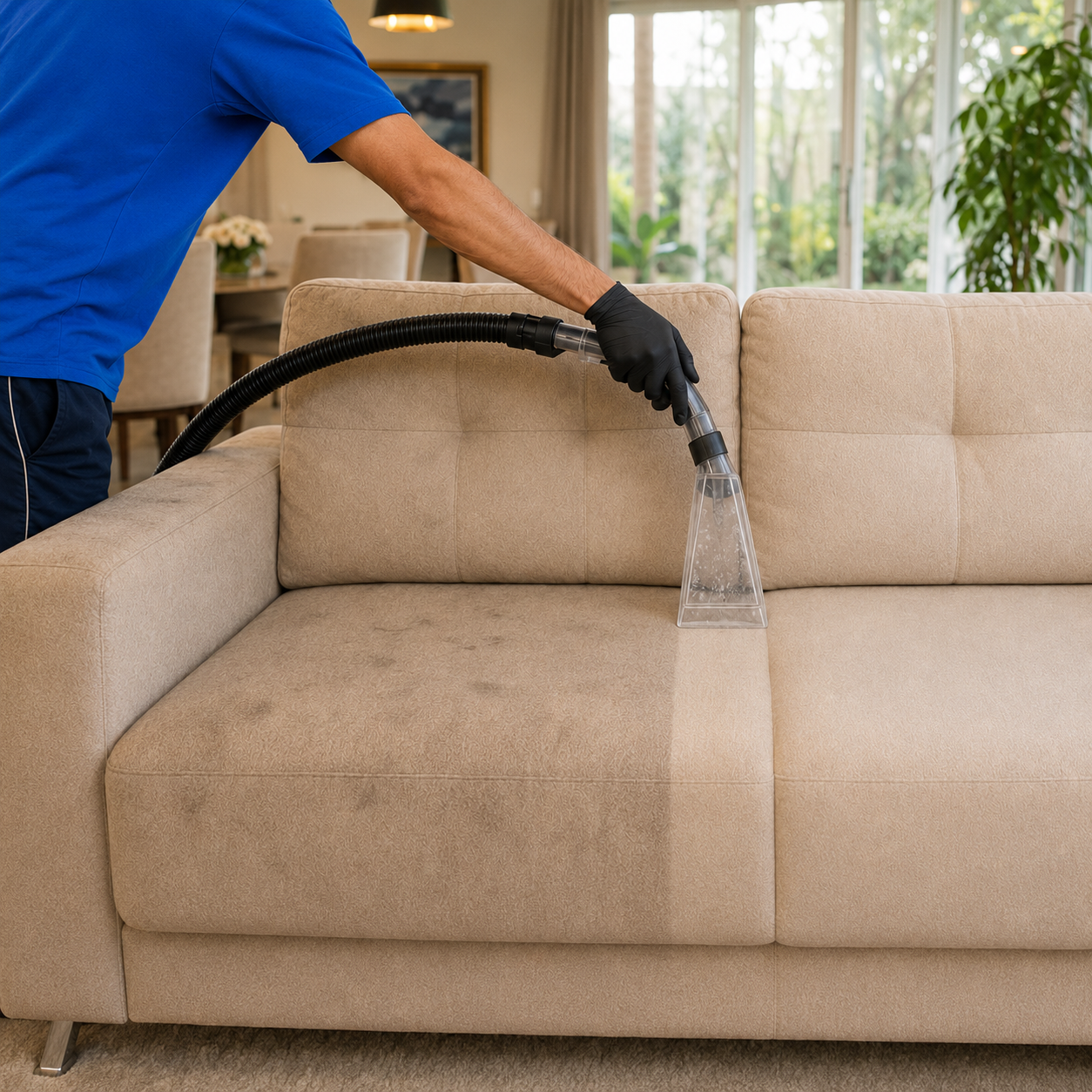 Higienização profissional de sofá pela WD Clean em domicílio